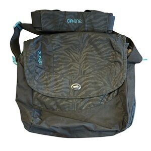 Dakine Black Zebra-Print Messenger Bag with Teal Accents